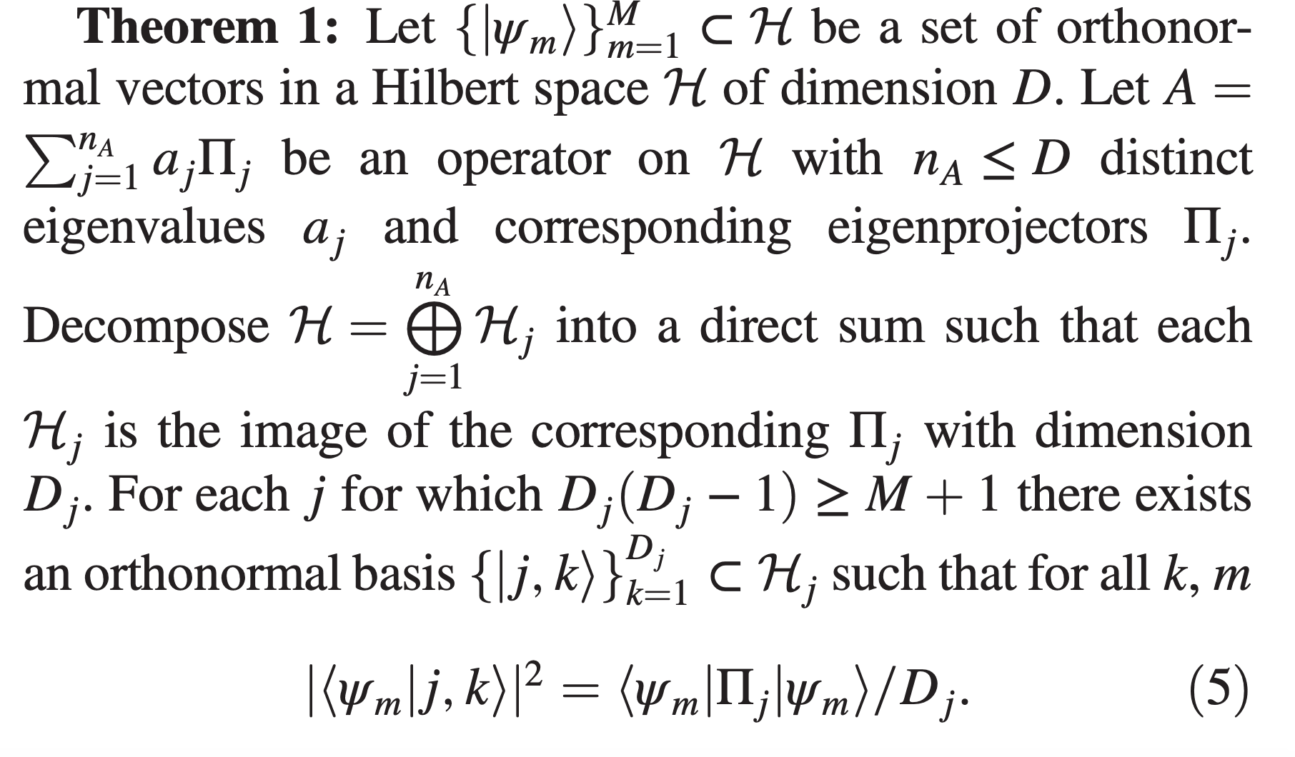 Statement of the eigenstate thermalization theorem